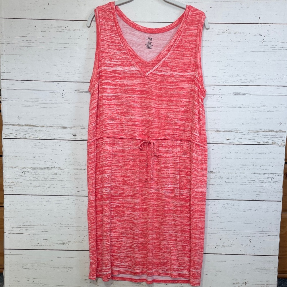 a.n.a. Coral Drawstring Waist Stretchy Tank Dress, size XL